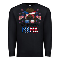 Black All American Mama Messy Buny Premium Sweatshirt - CowhideDigitalArt