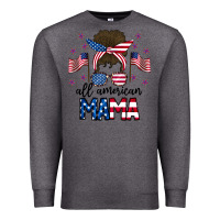 Charcoal Heather All American Mama Messy Buny Premium Sweatshirt - CowhideDigitalArt