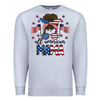 Heather Grey All American Mama Messy Buny Premium Sweatshirt - CowhideDigitalArt