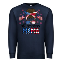 Navy All American Mama Messy Buny Premium Sweatshirt - CowhideDigitalArt