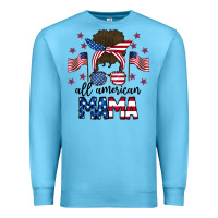 Ocean Blue All American Mama Messy Buny Premium Sweatshirt - CowhideDigitalArt