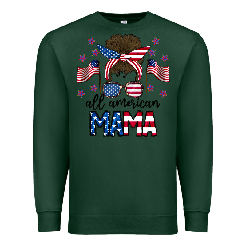 All American Mama Messy Buny Premium Sweatshirt by CowhideDigitalArt | Teevron
