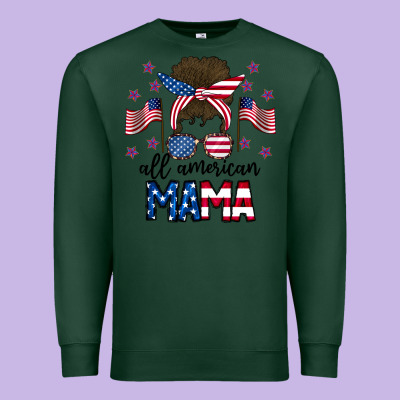 All American Mama Messy Buny Premium Sweatshirt Designed By Cowhidedigitalart