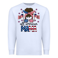 White All American Mama Messy Buny Premium Sweatshirt - CowhideDigitalArt