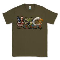Army Green peace love bald head eagle Classic Tee - LillyAllenDesigns