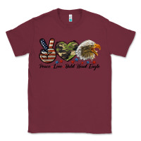 Burgundy peace love bald head eagle Classic Tee - LillyAllenDesigns