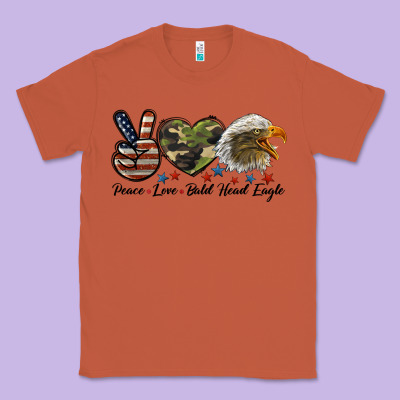 Peace Love Bald Head Eagle Classic Tee Designed By Lillyallendesigns