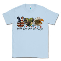 Dusty Blue peace love bald head eagle Classic Tee - LillyAllenDesigns