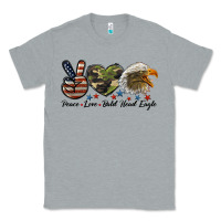 Heather Grey peace love bald head eagle Classic Tee - LillyAllenDesigns