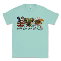 Seafoam peace love bald head eagle Classic Tee - LillyAllenDesigns