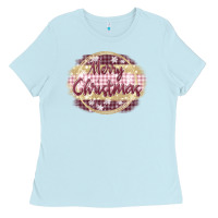 Baby Blue merry christmas pink Ladies Tee - MaliasSmallBusiness