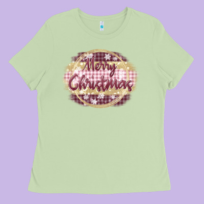 Merry Christmas Pink Ladies Tee Designed By Maliassmallbusiness