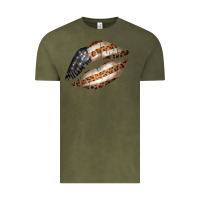 Vintage Olive Vintage American Flag With Leopard Pattern Vintage Tee - Bettercallsaul