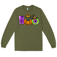 Army Green Boo Halloween Long Sleeve Tee - NancyCooperArtShop