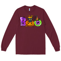 Burgundy Boo Halloween Long Sleeve Tee - NancyCooperArtShop