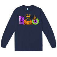 Navy Boo Halloween Long Sleeve Tee - NancyCooperArtShop