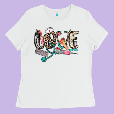Love Nurse Ladies Tee Designed By Nancycooperartshop