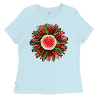 Baby Blue Watermelon Sunflower Ladies Tee - Jasminsmagicworld