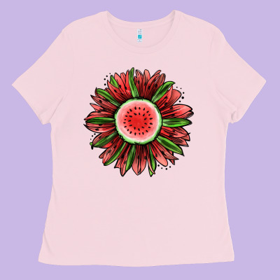 Watermelon Sunflower Ladies Tee Designed By Jasminsmagicworld