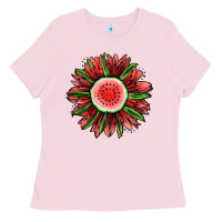 Bubblegum Pink Watermelon Sunflower Ladies Tee - Jasminsmagicworld