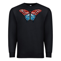Black Patriotic American Flag Butterfly 4th of July Premium Sweatshirt - LillyAllenDesigns