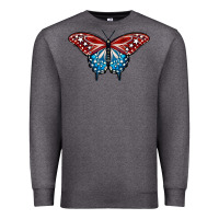 Charcoal Heather Patriotic American Flag Butterfly 4th of July Premium Sweatshirt - LillyAllenDesigns