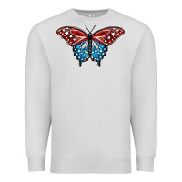 Dove Grey Patriotic American Flag Butterfly 4th of July Premium Sweatshirt - LillyAllenDesigns