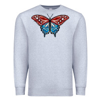 Heather Grey Patriotic American Flag Butterfly 4th of July Premium Sweatshirt - LillyAllenDesigns