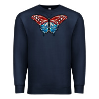 Navy Patriotic American Flag Butterfly 4th of July Premium Sweatshirt - LillyAllenDesigns