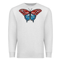 Oatmeal Heather Patriotic American Flag Butterfly 4th of July Premium Sweatshirt - LillyAllenDesigns