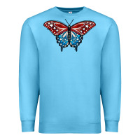 Ocean Blue Patriotic American Flag Butterfly 4th of July Premium Sweatshirt - LillyAllenDesigns