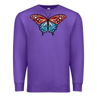 Purple Patriotic American Flag Butterfly 4th of July Premium Sweatshirt - LillyAllenDesigns