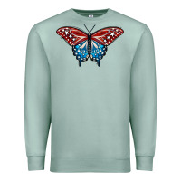 Seafoam Patriotic American Flag Butterfly 4th of July Premium Sweatshirt - LillyAllenDesigns