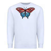 White Patriotic American Flag Butterfly 4th of July Premium Sweatshirt - LillyAllenDesigns