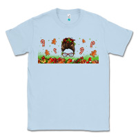 Dusty Blue christmas mama messy bun Classic Tee - Jasminsmagicworld