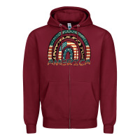 Burgundy America rainbow Zipper Hoodie - FaDigitalArtStudio