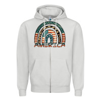 Dove Grey America rainbow Zipper Hoodie - FaDigitalArtStudio