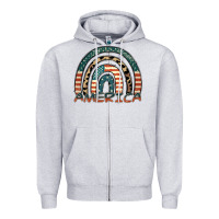 Heather Grey America rainbow Zipper Hoodie - FaDigitalArtStudio