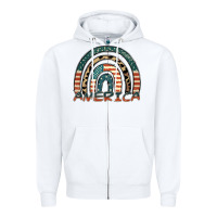 White America rainbow Zipper Hoodie - FaDigitalArtStudio