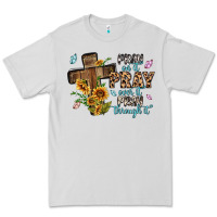 Dove Grey pray on it pray over it pray through it Premium Tee - MaliasSmallBusiness