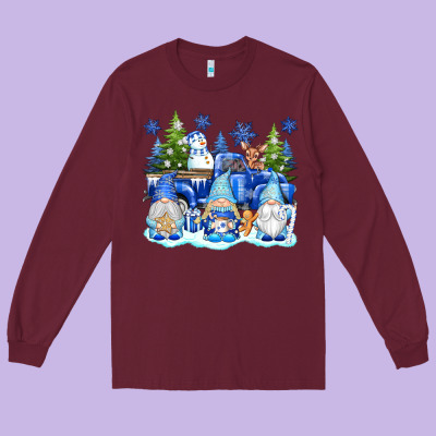 Snow Gnome Truck Long Sleeve Tee Designed By Texasbilliewilder