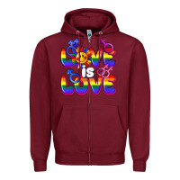 Burgundy Love is love Zipper Hoodie - FaDigitalArtStudio