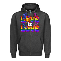 Charcoal Heather Love is love Zipper Hoodie - FaDigitalArtStudio
