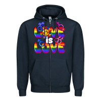 Navy Love is love Zipper Hoodie - FaDigitalArtStudio
