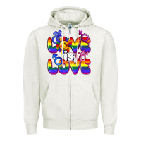 Oatmeal Heather Love is love Zipper Hoodie - FaDigitalArtStudio