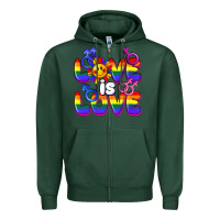 Sports Green Love is love Zipper Hoodie - FaDigitalArtStudio