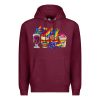 Burgundy lgbt coffee cups Premium Hoodie - FaDigitalArtStudio