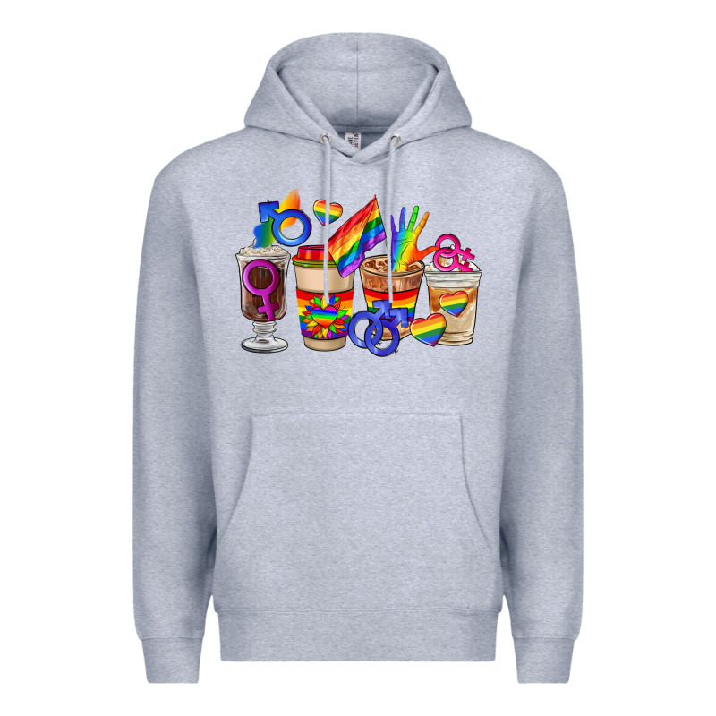 Lgbt Coffee Cups Premium Hoodie by FaDigitalArtStudio | Teevron