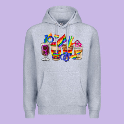 Lgbt Coffee Cups Premium Hoodie Designed By Fadigitalartstudio