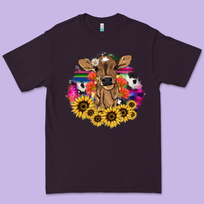 Baby Cow Flower Premium Tee Designed By Nancycooperartshop